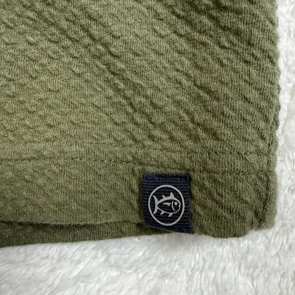Southern Tide Tide To Rail Mens XL Green Spandex 1/4 Zip L/S Textured Pullover